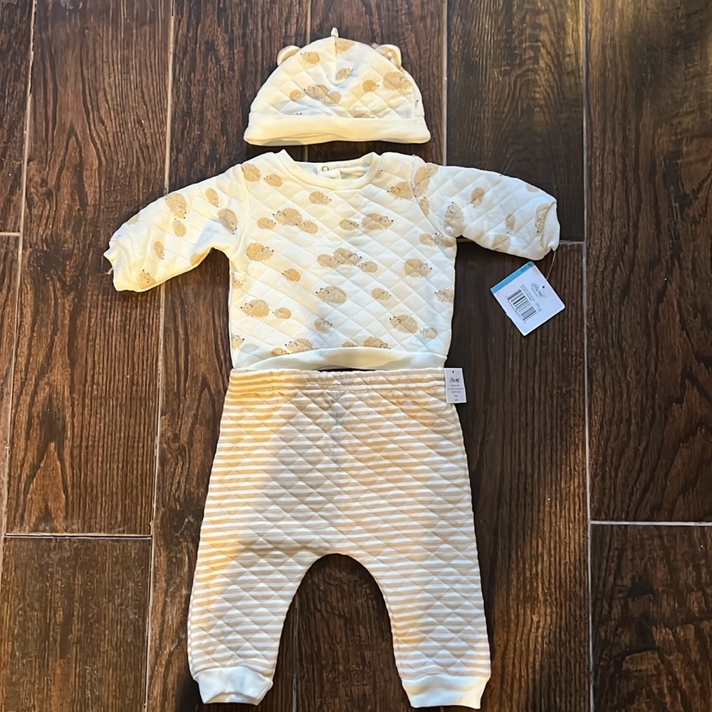 NWT Little Me 3pc Hedgehog Pant Set